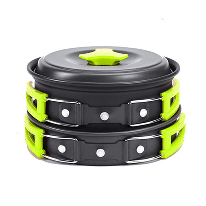 Kit Cuisine Camping Aluminium 10 Pièces Antiadhésif - Batterie Complète 2-3 Personnes - Camp de Base Farzen