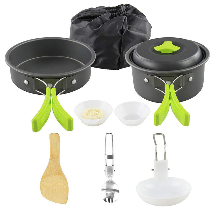 Kit Cuisine Camping Aluminium 10 Pièces Antiadhésif - Batterie Complète 2-3 Personnes - Camp de Base Farzen