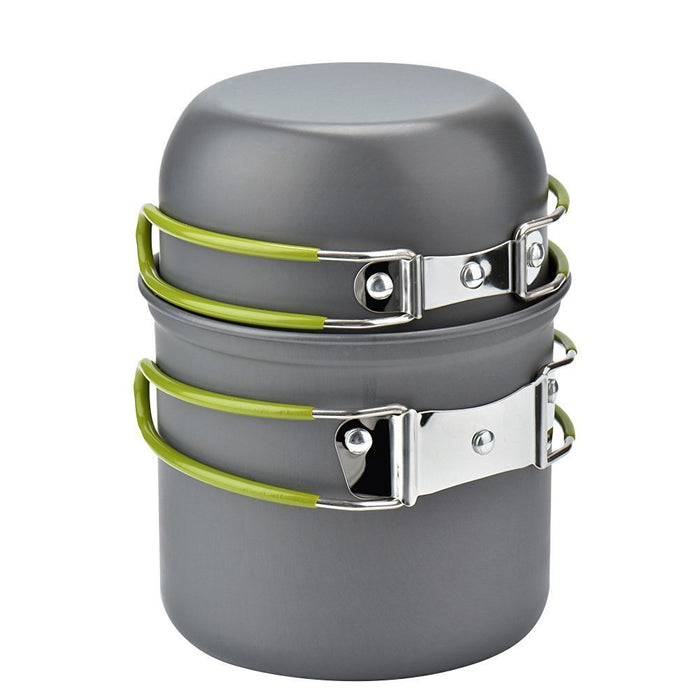 Kit Cuisine Camping Aluminium 10 Pièces Antiadhésif - Batterie Complète 2-3 Personnes - Camp de Base Farzen