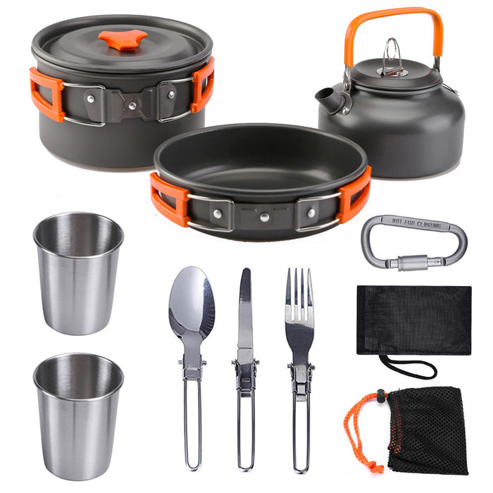 Bouilloire Outdoor Double Paroi 1,2L avec Kit Ustensiles - Camping 2-3 Personnes - Camp de Base Farzen