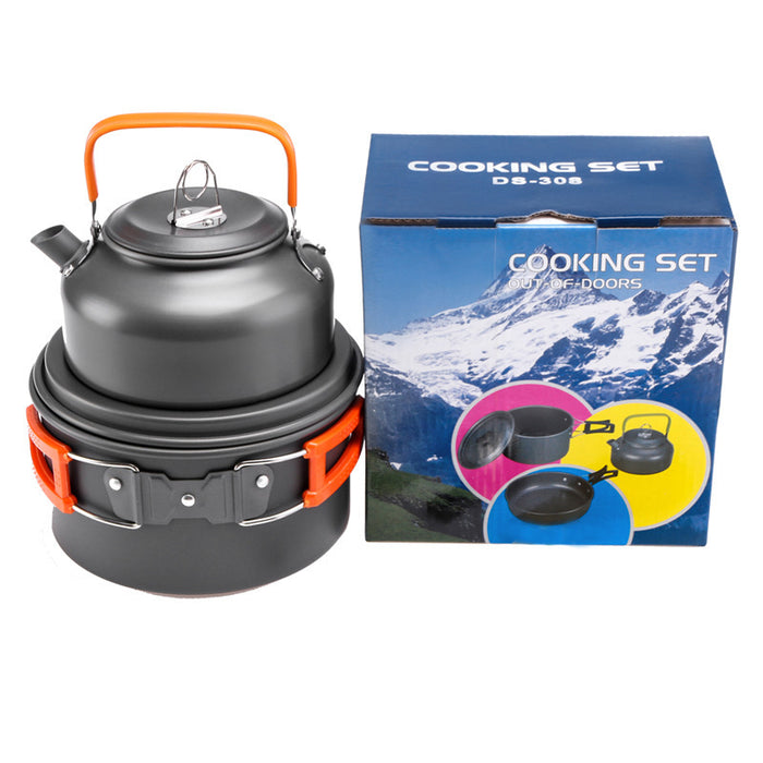 Bouilloire Outdoor Double Paroi 1,2L avec Kit Ustensiles - Camping 2-3 Personnes - Camp de Base Farzen