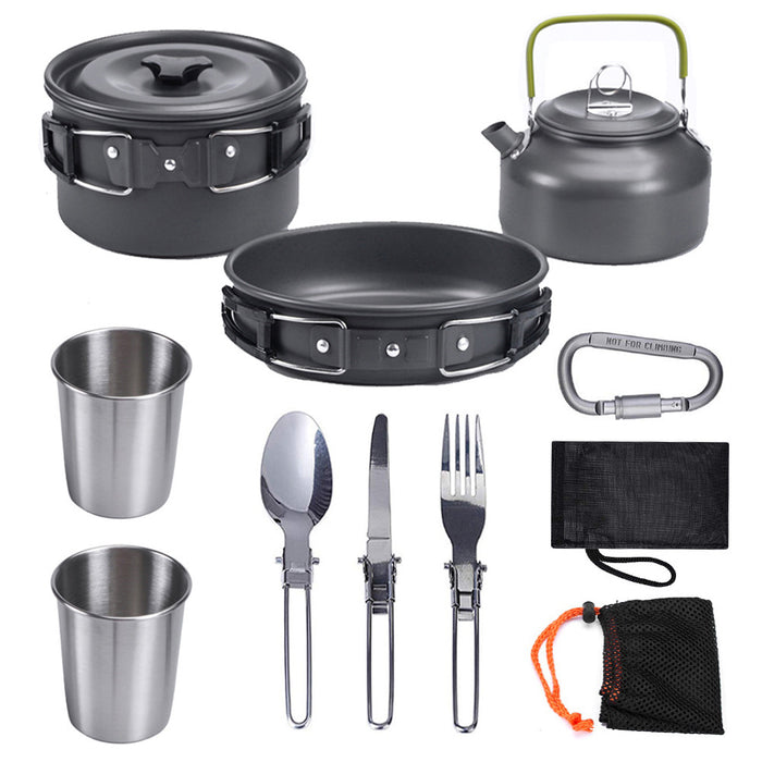 Bouilloire Outdoor Double Paroi 1,2L avec Kit Ustensiles - Camping 2-3 Personnes - Camp de Base Farzen