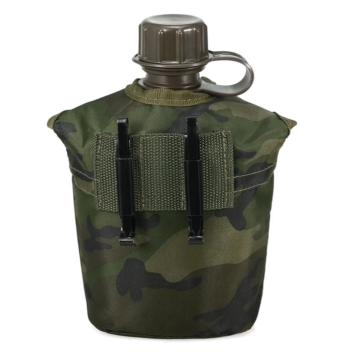 Gourde Militaire Tactique 1L avec Housse - Plastique Renforcé Survie Bushcraft - Camp de Base Farzen