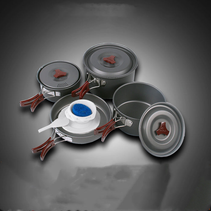 Batterie Cuisine Camping Alumine 3 Pièces - Set Casseroles Emboîtables 660g - Camp de Base Farzen