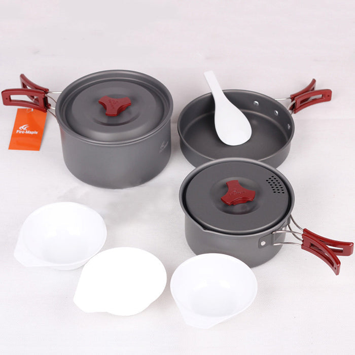 Batterie Cuisine Camping Alumine 3 Pièces - Set Casseroles Emboîtables 660g - Camp de Base Farzen