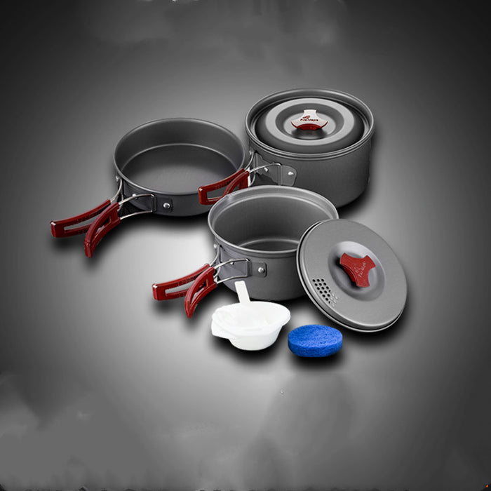 Batterie Cuisine Camping Alumine 3 Pièces - Set Casseroles Emboîtables 660g - Camp de Base Farzen