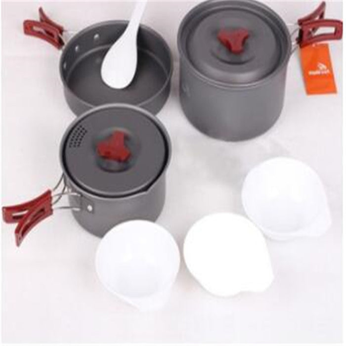 Batterie Cuisine Camping Alumine 3 Pièces - Set Casseroles Emboîtables 660g - Camp de Base Farzen