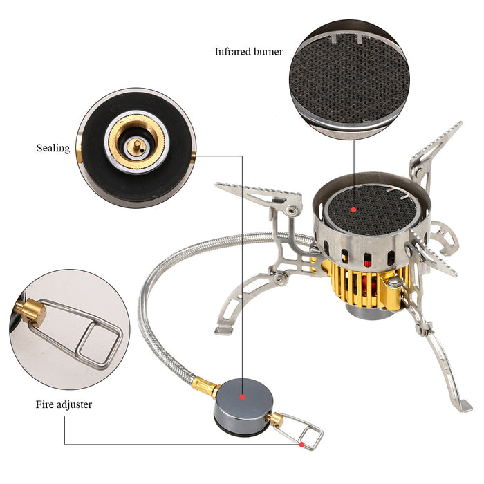 Réchaud Camping Portable 3500W Ultra-Léger Coupe-vent - Camp de Base Farzen