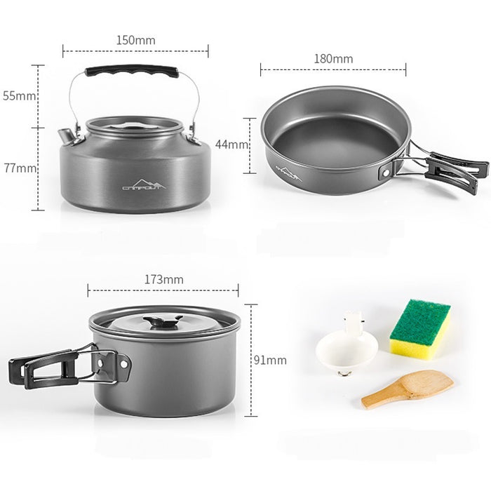 Kit Réchaud Camping Aluminium 6 Pièces Portable Ultra-Léger - Camp de Base Farzen