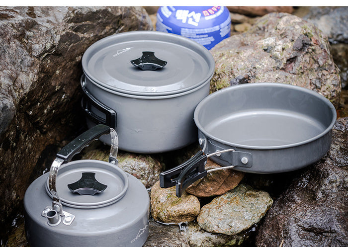 Kit Réchaud Camping Aluminium 6 Pièces Portable Ultra-Léger - Camp de Base Farzen