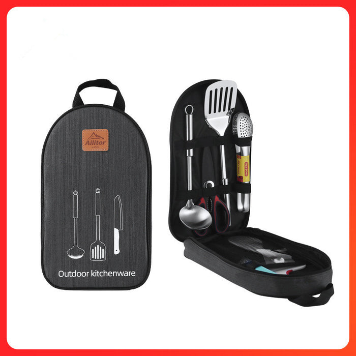 Kit Ustensiles Cuisine Camping 7 Pièces Acier Inoxydable - Camp de Base Farzen