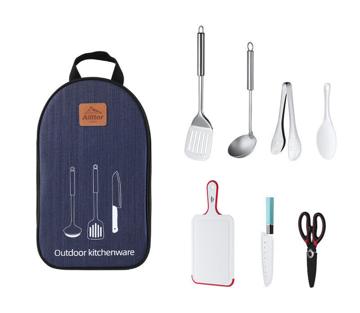 Kit Ustensiles Cuisine Camping 7 Pièces Acier Inoxydable - Camp de Base Farzen