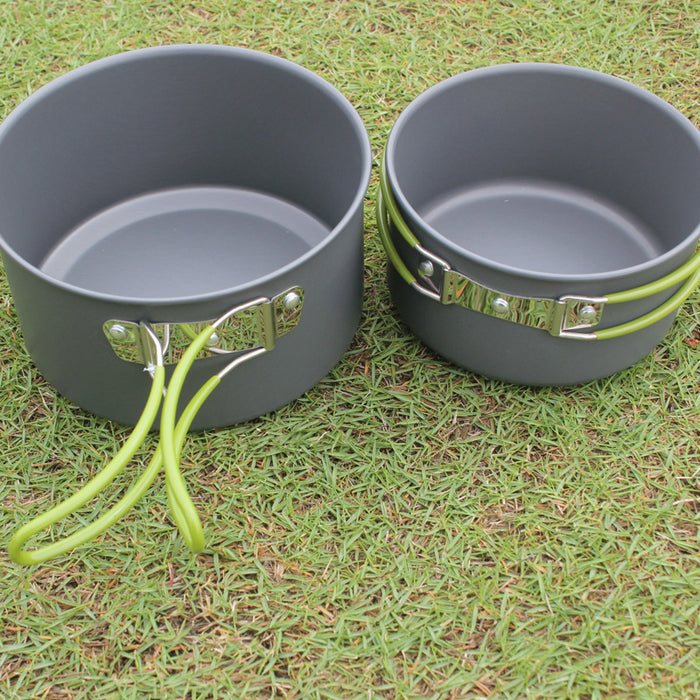 Batterie Cuisine Camping Aluminium Anodisé 8 Pièces - Set Complet 2-3 Personnes - Camp de Base Farzen