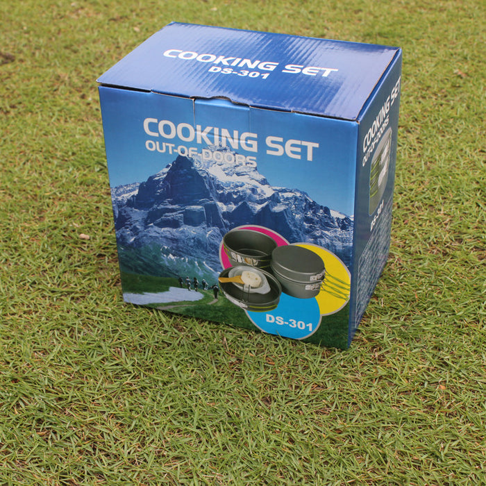 Batterie Cuisine Camping Aluminium Anodisé 8 Pièces - Set Complet 2-3 Personnes - Camp de Base Farzen