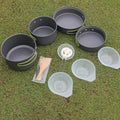 Batterie Cuisine Camping Aluminium Anodisé 8 Pièces - Set Complet 2-3 Personnes - Camp de Base Farzen