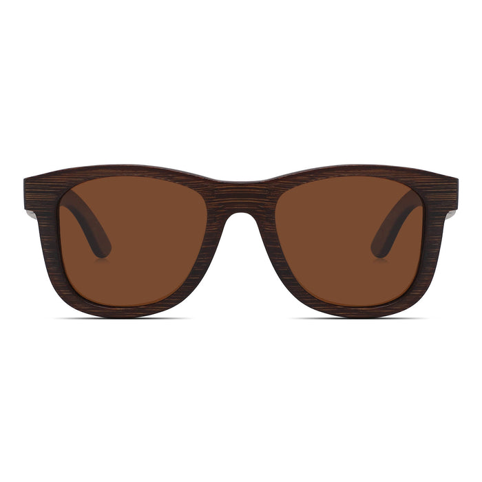 All Wood Black Bamboo Sunglasses Dark Brown all wood frames and sides -with Polarized UV400 Lenses - YOGAZ