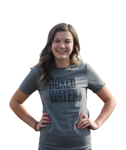 Boxed Water Planet t-shirt with Boxed Water on the front of the tee