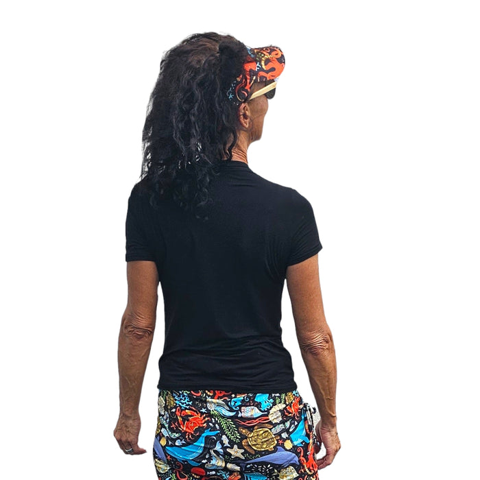 YOGAZ Bamboo UV Protectant V-Neck T-Shirts Black Sizes XXS to XXL - YOGAZ