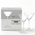 Labeled infographic of a set of two Classic Martini Glasses, highlighting features like 'Set of 2' and 'Bartender's Choice' (details in description).