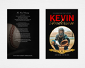 Heart of the Game funeral program front and back — black background, close-up baseball back page, gold oval portrait frame with ribbon banner, bold red and gold script typograph