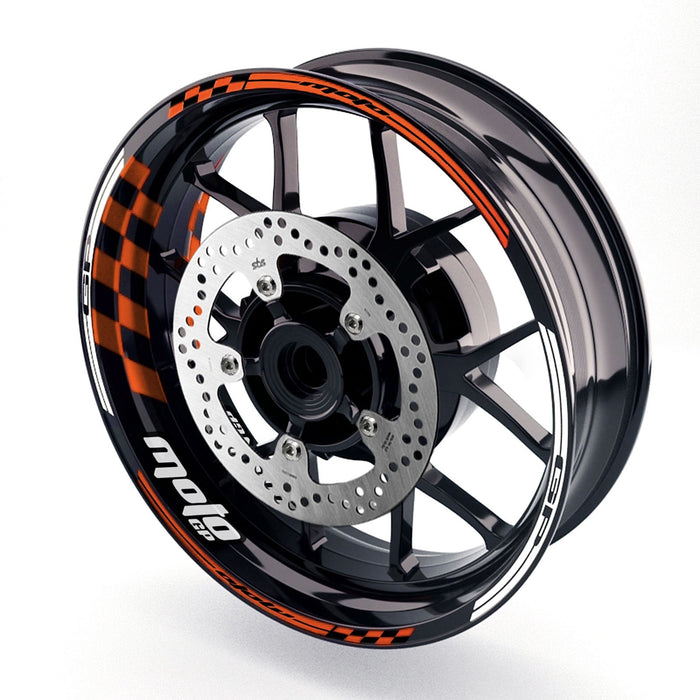Fit Ducati 1199 Panigale Logo Moto GP Check 17 inch Wheel Rim Sticker - MC Motoparts
