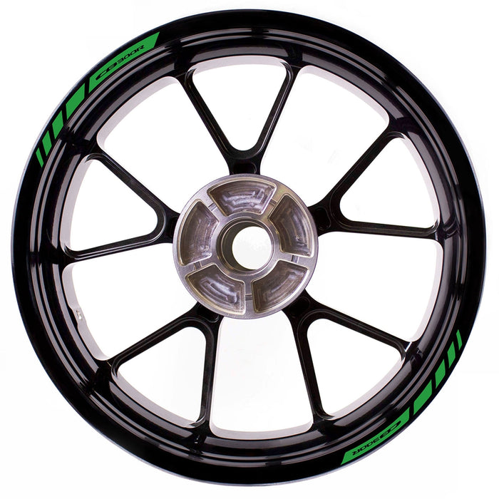 Honda CB300R wheel rim edge stickers with StickerBao logo, black and white decal strips for stylish motorcycle rim accents.