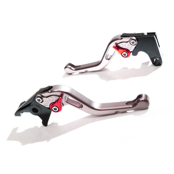 MC Motoparts CNC brake clutch short lever for Honda CBR1100XX and ST1300, adjustable red lever with ergonomic design