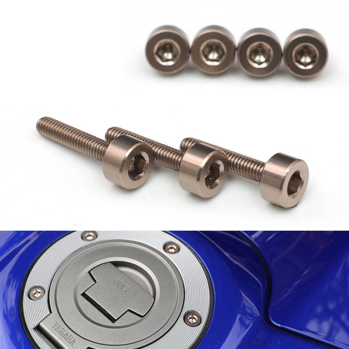 CNC aluminum fuel cap bolts for Honda CBR600RR CB1000R CB900F, black finish, designed for secure and stylish fuel cap installation.