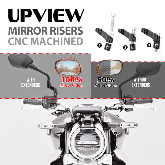 Fit Honda Monkey Grom Rebel 250 300 UPVIEW Rear View Mirror Extender Riser - MC Motoparts
