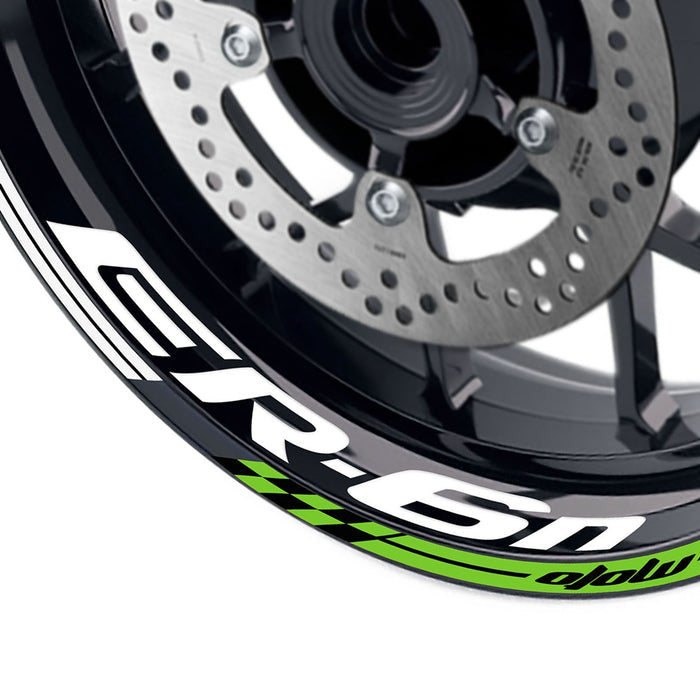 Fit Kawasaki ER-6N Logo GP 17 inch Rim Wheel Stickers Racing Check