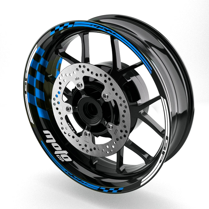 Fit Kawasaki ER-6N Logo Moto GP Check 17 inch Wheel Rim Sticker - MC Motoparts