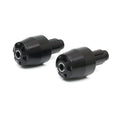 Black CNC bar ends for Kawasaki Ninja ZX-6R, ZX-10R, Z125 by MC Motoparts, showing sleek metal finish and mounting details.