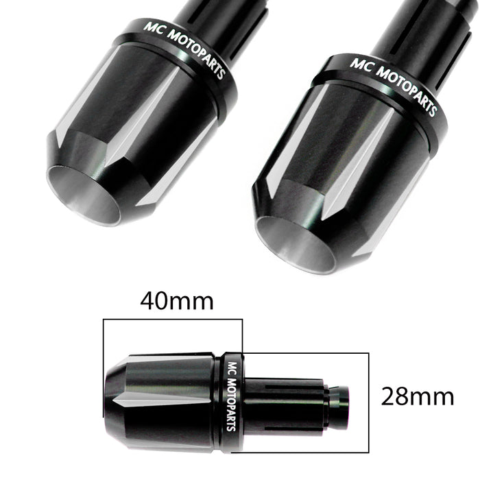 CNC Tforce bar ends for Kawasaki Ninja ZX-6R, ZX-10R, Z125 motorcycle, black aluminum handlebar end caps with MC Motoparts branding