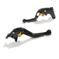 Black CNC short brake clutch lever for Kawasaki Z750R, ZX-6R, ZX-10R, Z1000SX from MC Motoparts, with adjustable design.