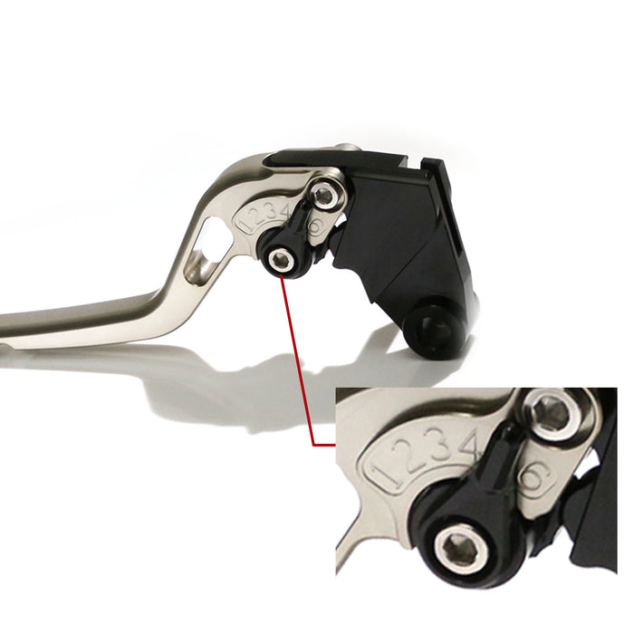 MC Motoparts CNC black short clutch and brake lever for Kawasaki Z750R ZX-6R ZX-10R Z1000SX, with adjustable features.
