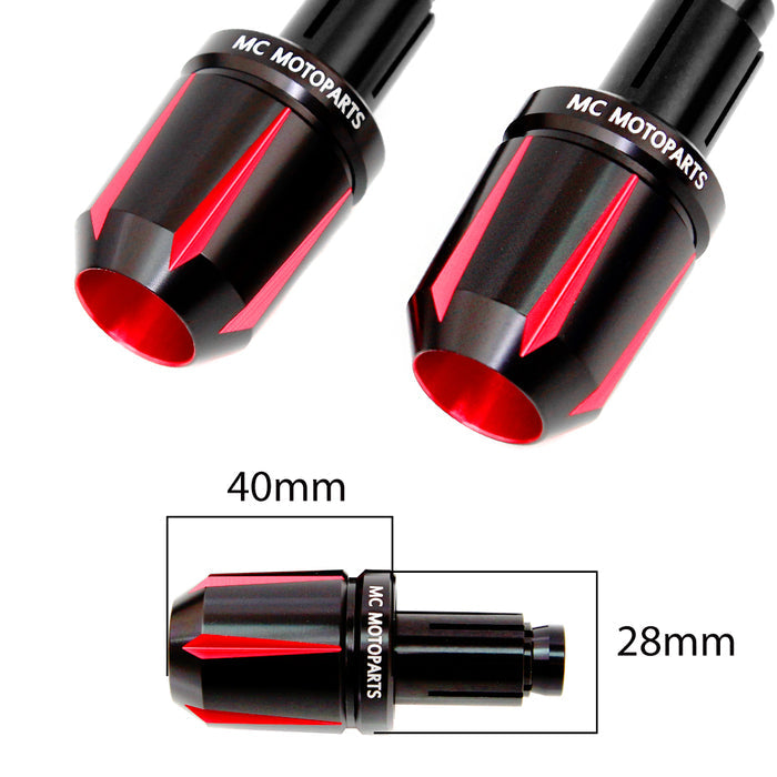 MC Motoparts CNC Tforce bar ends for Kawasaki Z900, Z400, Z1000, featuring red finish and durable design for motorcycle handlebars.