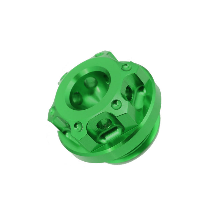 CNC aluminum oil filler cap for Kawasaki ZX-10R, ZX14R, Z750R, Ninja 300 motorcycles by MC Motoparts.