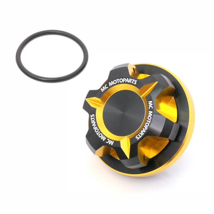 MC Motoparts CNC oil filler cap for Kawasaki ZX6R, ZX6RR, ZX14R, ZX10R motorcycle engine oil fill cap with T-Axis design