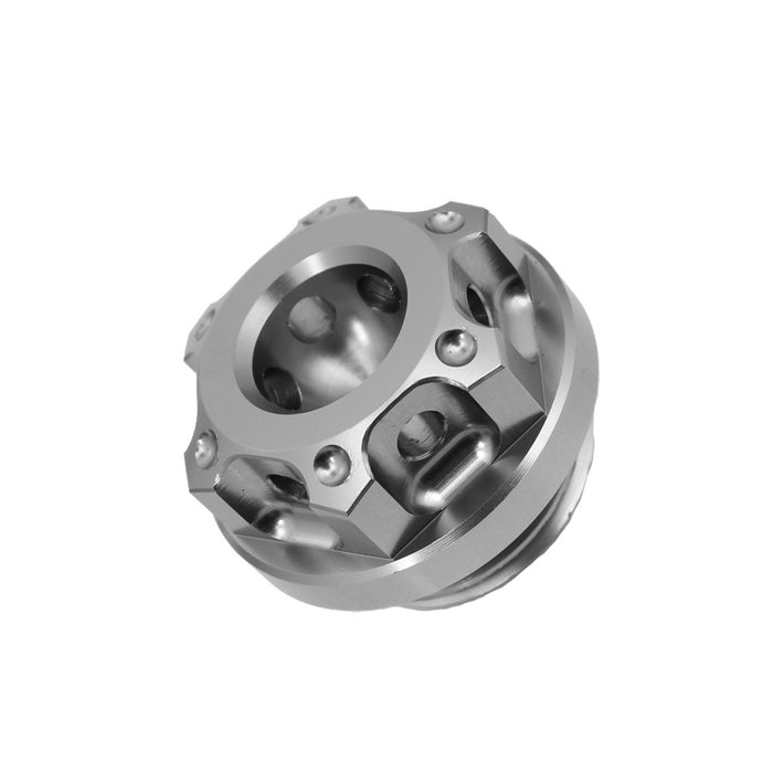 MC Motoparts CNC oil filler cap for MV Agusta Brutale 750, 1090R, F4 RR motorcycle, made of lightweight titanium.