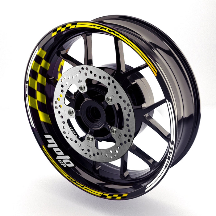 Fit Suzuki GSXS1000 Logo Moto GP Check 17 inch Wheel Rim Sticker - MC Motoparts