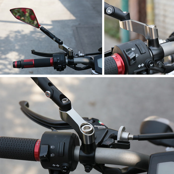 MC Motoparts Suzuki SV650 B-King Intruder 800 rear view mirror extender and riser, CNC machined for improved visibility and stability.
