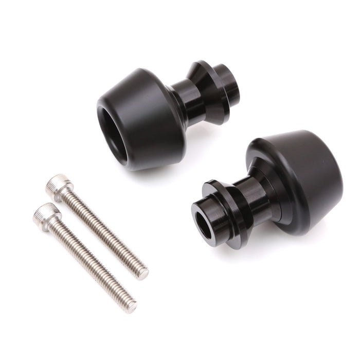 MC Motoparts 6mm swingarm spools for Yamaha R6 R3 R1 MT25 MT10 FZ1, showcasing durable black design and precision fit.