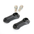 Black Yamaha SMAX Stryker XVS1300 motorcycle mirror extender and riser by MC Motoparts, showing the adjustable mirror extension.