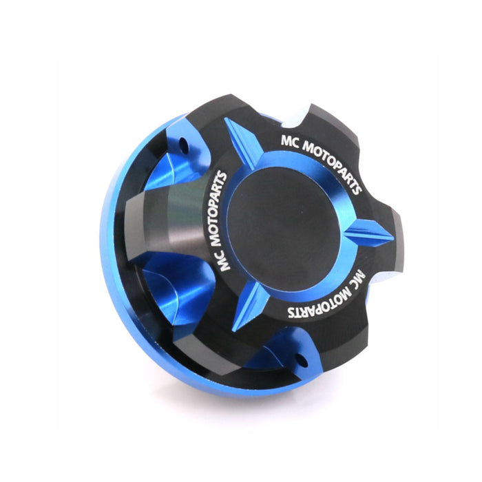 CNC oil filler cap for Yamaha YZF R6 R1 R3 MT-07 MT-10 by MC Motoparts, made of durable metal with a sleek finish.