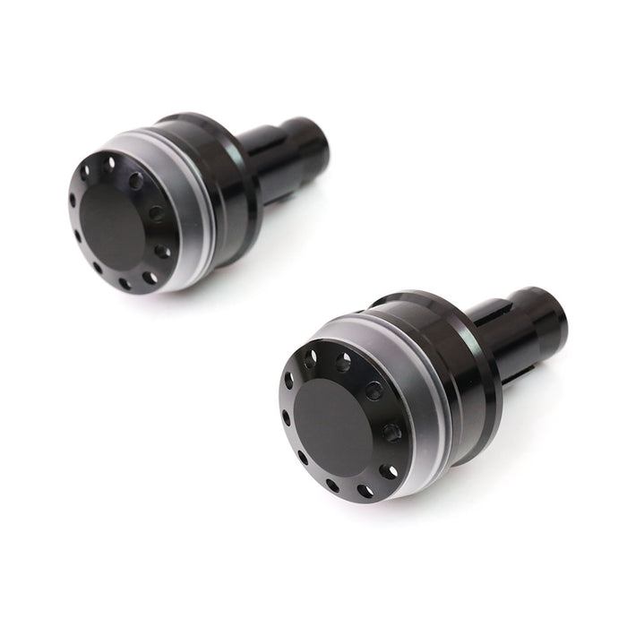 Black LED bar ends for Yamaha YZF R6, R3, R1 motorcycle, designed by MC Motoparts, with sleek finish and integrated turn signal lights.