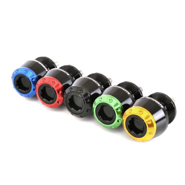 MC Motoparts swingarm spools for Ducati 899, 959 Panigale, Monster 821 at 6mm fit, mounted on motorcycle swingarm.