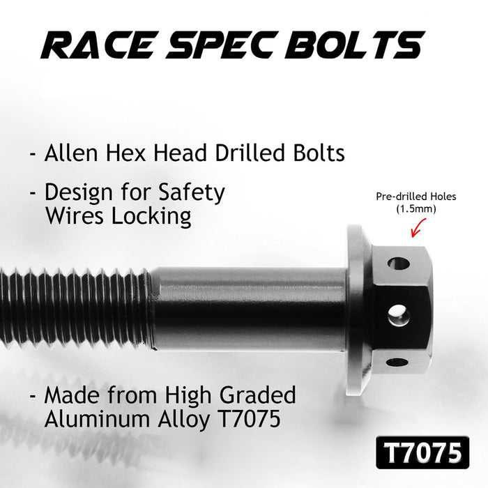 Black CNC crankcase cover bolt kit for Honda CBR600RR 2007-2019, race spec M6 bolts by MC Motoparts.