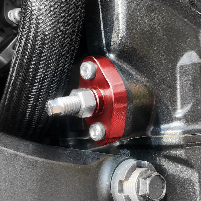 MC Motoparts cam chain tensioner for Honda CRF250R, CRF150R, CRF450R motorcycle, showing the tensioner installed on the engine.