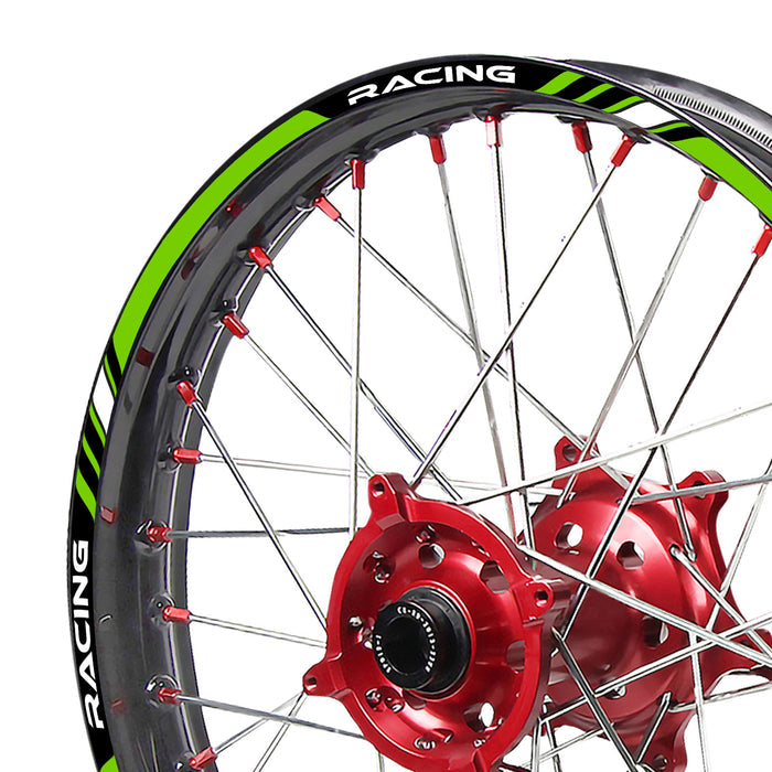 Kawasaki KLX 250 H T 2006-2014 rim skin stickers in green, designed by StickerBao for MX dirt bikes.