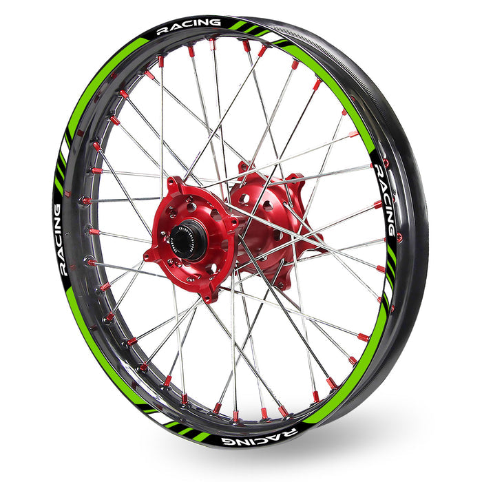 Kawasaki KLX 300R 1997-2007 wheel stickers and rim decals by StickerBao with stripe design on dirt bike rim.
